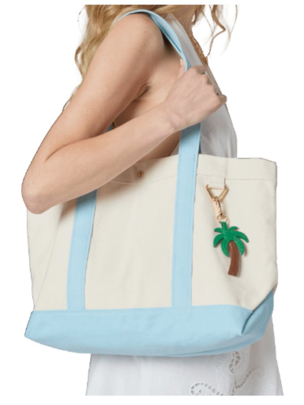 BaubleBar Large Canvas Tote with Palm Tree Charm